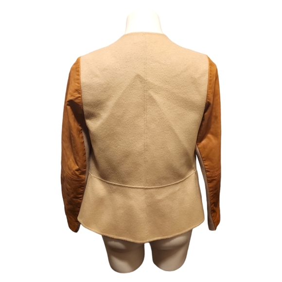 Vince Leather And Wool Drape Jacket - Picture 3 of 5